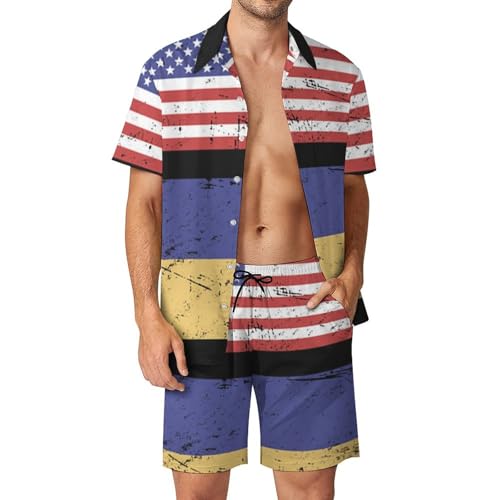 Chemise Hawaïenne Drapeau De L'ukraine Ensemble Été 2 Pièces Homme