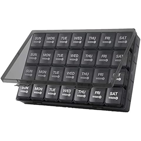 Extra Large Monthly Pill Organizer,28 Day Pill Box one Time a Day, 4 Weeks one Month Pill Case Container,Travel Friendly Medicine Organizer for Vitamins, Fish Oils, Supplements Cover