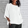 FOCLMP Womens Cotton Linen Summer Tops 3/4 Length ... #1
