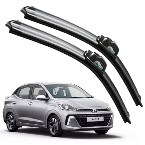 Image of Frameless Rubber Car Wiper Blades Set of 2 Compatible with (Hyundai Aura (D-24,P-16))