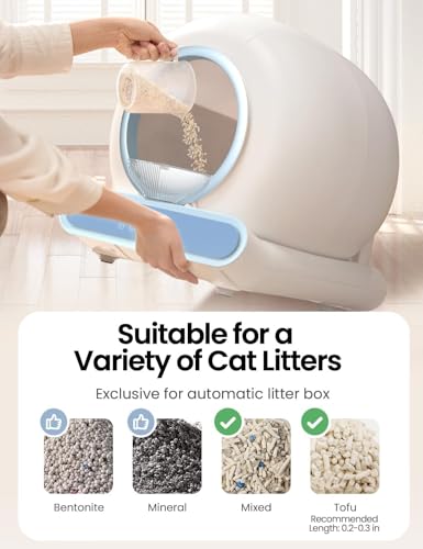 Self Cleaning Litter Box, Integrated Safety Automatic Cat Litter Box Self Cleaning 65L+9L for Multiple Cats, App Control, Odor Removal, Includes Mat & 6-Month Liner Supply (3 Rolls) - Blue - Image 5