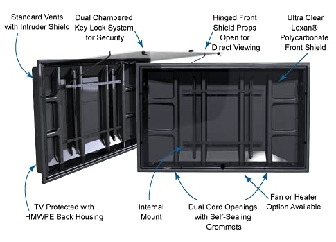 The Tv Shield 44-50" Outdoor Tv Enclosure, Combo Pack (Full Motion Mount And Fan), (2Nd Generation), Fits 44-50" Television #TOP2