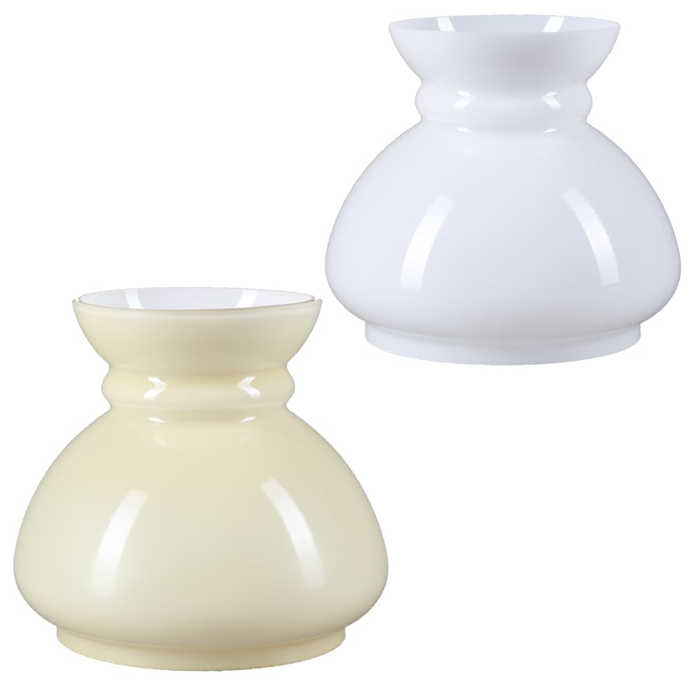 Lampada in vetro a petrolio con inserto ad anello, bianco vetro opale lucido, diametro 145 mm