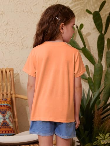 Image of ZDC Girls' Short Sleeve Shirts Kids Crewneck T-Shirts Summer Tops Basic Tees 5-14 Years