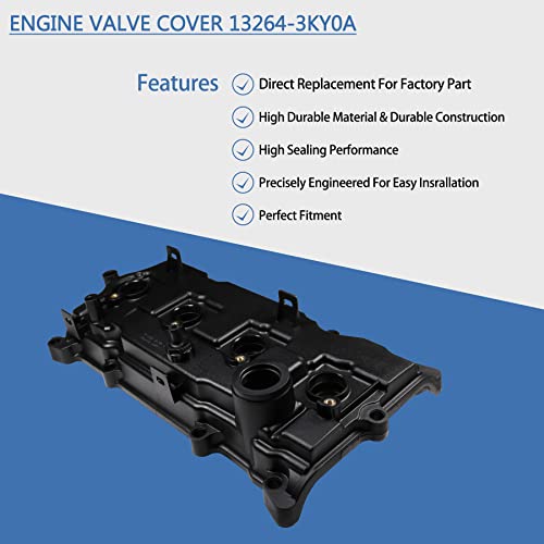Engine Valve Cover With Gasket 13264-3Ky0A Replacement For Infiniti Qx60 Hybrid 2014-2017, Replacement For Nissan Altima 2014-2017, Rogue 2014-2016, Murano 2016, Pathfinder 2014 2.5L 132643Ky0A #TOP3