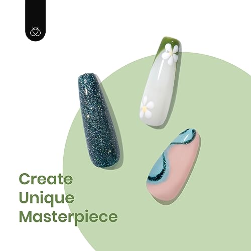 Image of Beetles Green Gel Nail Polish Set - 6 Colors Green Gray Blue Glitter Nail Gel Polish Soak off Uv Gel Nail Art Manicure Gifts for Women