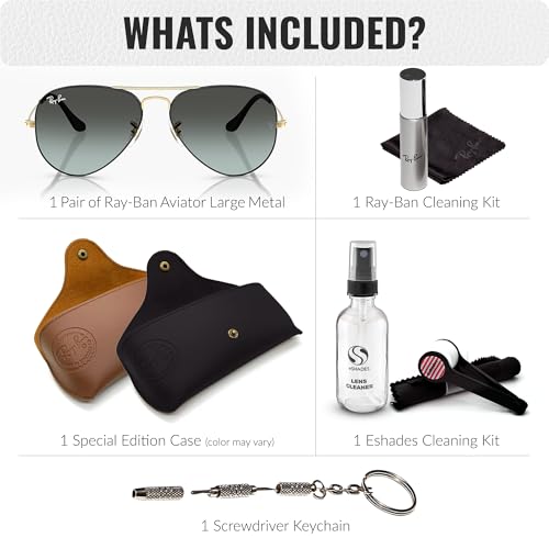 Image of Ray-Ban RB3025 AVIATOR LARGE METAL Pilot Shape Sunglasses for Men & Women with Official Eyewear Kit