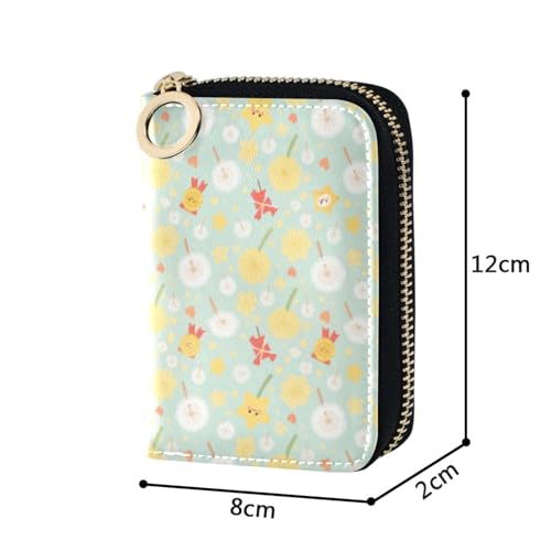 Women's Flowers Floral Dandelion Star Credit Card Holder Wallet Leather Zipper Card Case for Ladies Girls 203005712