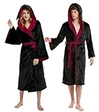 Guturris Flannel Bathrobe Men Women Magical Robe Couple Sleepwear Teens Magic Cloak Witch Hooded Cape School Cosplay Costume Red
