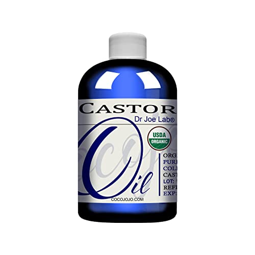 Pure Castor Oil - Certified Usda Organic - 100% Pure, Cold Pressed Best For Hair, Beard, Nails, Skin, Body, Eyelashes, Eyebrows, Brows Moisturize Hexane-Free, 8 Ounce Premium Grade #TOP2