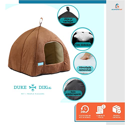 Cama Casa Toca Iglu Tenda Caminha Cabana para Cachorros e Gatos Pet 47cmx45cm - Duke & Dixie (Marrom