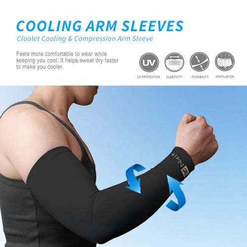 Eutuxia UV Sun Protection Compression Sports Cooling Arm Sleeves for Men & Women (Pink)