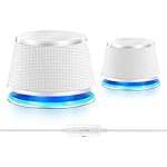Sanyun SW102 Computer Speakers, 5Wx2, Deep Bass in Small Body, Stereo 2.0 USB Powered 3.5mm Aux Multimedia Speakers, Built-in Bottom Bass Radiators, PC Laptop Desktop Speakers, White