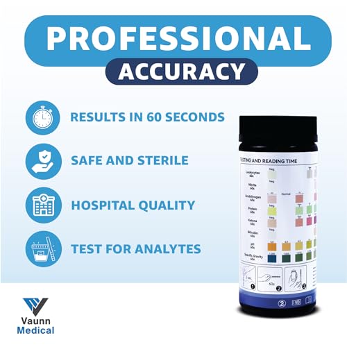 vaunn fsahsa eligible medical 8-in-1 urine test strips and urinalysis for uti nitrites leuckcytes ketosis ph protein 120 ct