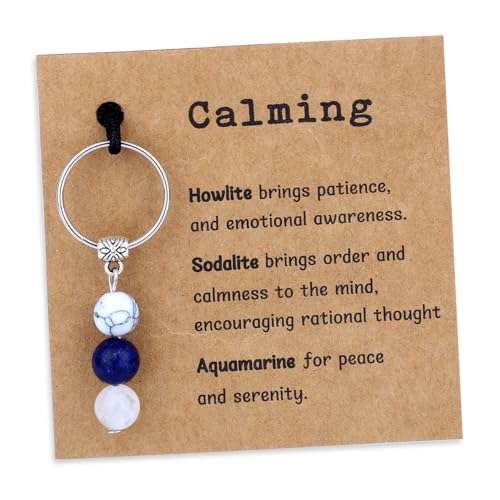 Mikovivi Natural Crystals Keychain, Small Natural Stones Keychain Good Luck