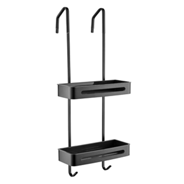 USAMZLUL Gold Shower Door Caddy Rack - Rust Proof Hanging Organizer with Hooks Storage Basket - Drill Free