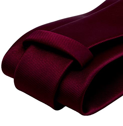 GUSLESON Brand Men\'s Wedding Solid Wine Burgundy Tie Necktie With Cufflinks and Pocket Square (0789-06)