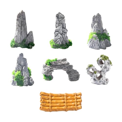 7 Stück Miniatur Berge Deko, Steingarten Mini-landschaftsverzierung Bergdekor, Landschaft Asiatische Bonsai-bergfigur Zen-gartendekoration, Modell Bonsai-schmuck Für Den Innenbereich Gartenzubehör
