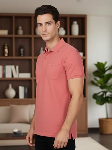 Image of Lux Cozi Men's Cotton Blend Polo T-Shirt with Chest Pocket | Collar T-Shirts for Men | Half Sleeves | Plain - Regular Fit (Pack of 1)