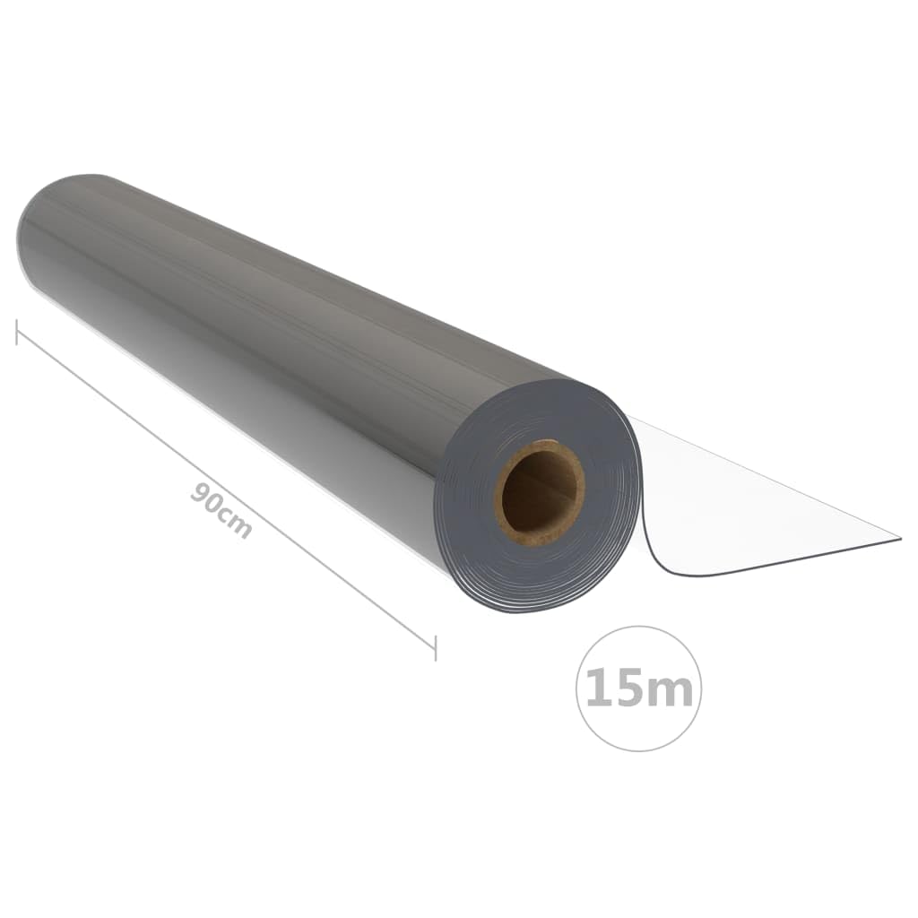 Tischfolie Rolle Transparent 0,9x15 m PVC 1,6 mm Dicke Kratzfest Wasserdicht Abwaschbar Tischdecke Schutzfolie für Tischdeko und Schreibtischunterlage