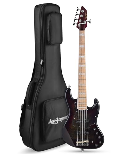 Leo Jaymz 5-String Electric Bass Guitar, Exotic Natural