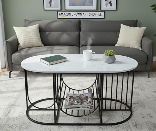 Image of Coffee Table Centre Table (Black White, Round Jali)