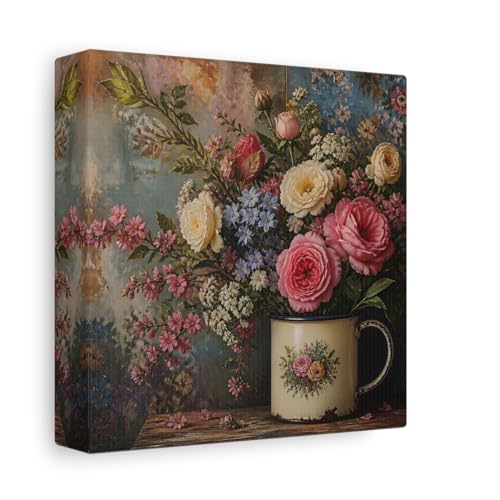 Impression sur toile bouquet floral multicolore de qualité supérieure avec châssis de 3 cm