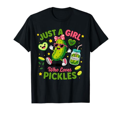 Just A Girl Who Loves Pickles Funny Tees T Shirts for Women Kids Toddler Pickle Costume