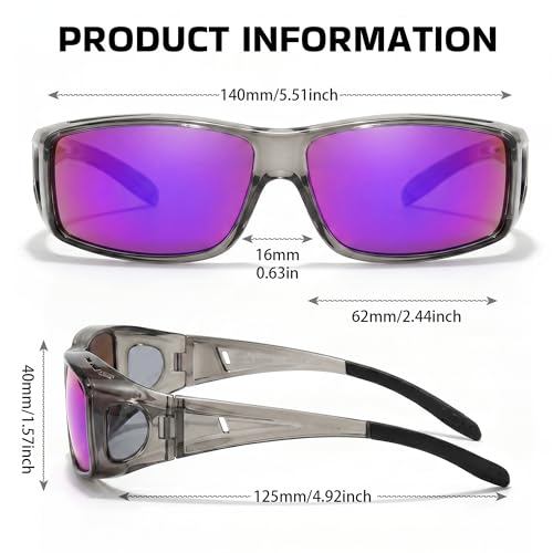 Image of SIPHEW Mirrored Sunglasses Polarized Fit Over Glasses for Men&Women | Wrap Around Sun Glasses,UV400 Protection,Lightweight & Comfortable,Driving,Outdoors