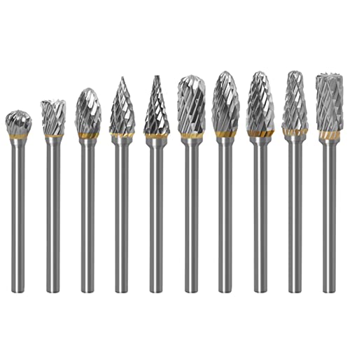 Produktbild von 5-teiliges Wolframcarbid Fräser-Set – 6 Mm Schaft, 10 Mm Kopf, Doppelschnitt, Härte Bis HRC70, Für Metall, Holz, Marmor & Knochen, Kompatibel Mit Rotationswerkzeugen (6000-50000 U/min)
