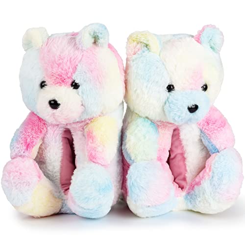 Hausschuhe plüsch, warme Teddybär hausschuhe flauschig Herren und damen, Home Indoor Winterschuhe Weiche Nette Warme Anti-Rutsch-Karikatur-Hausschuhe (Braunbär) Cover