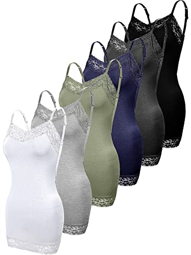 Image of Bencailor Women's Long Tank Tops, Lace Camisole Neck Cami Adjustable Spaghetti Strap Undershirts for Women