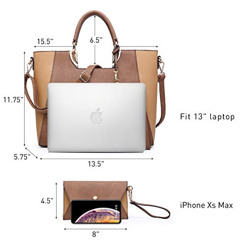 Bolso Tote Grande de Cuero Vegano Bicolor con Asa Superior miniatura 4