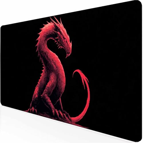 Alfombrilla Ratón Grande Negro Rojo, Alfombrilla Raton Impermeable Antideslizante, Mouse Pad con Base de Goma Bordes Cosidos, Accesorios Gaming, Mousepad para Gamer, PC 700 x 300 x 3MM -z1c09C48