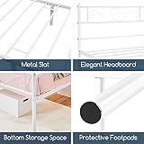 Yaheetech Bettrahmen 90 x 200 cm Metallbett mit Lattenrost Einzelbett/Doppelbett Gästebett Jugendbett mit Kopfteil für Schlafzimmer Gästezimmer Weiß