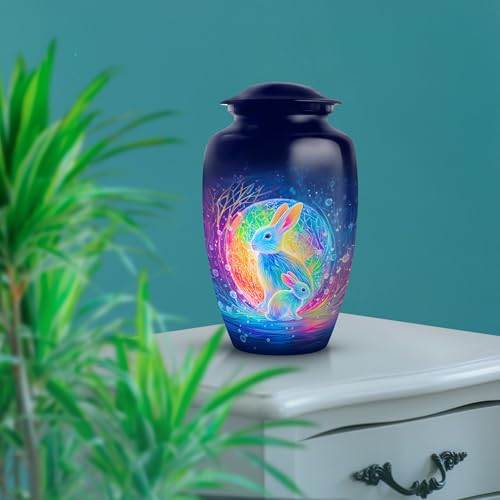 Image of Rabbit Urn - Funeral Decorative Ashes - Combo 3 - Large with 3 Inch Pack of 4 - Urns for Adult Male & Female - Burial Urn for Adult Male & Female - Keepsakes Urns for Ashes