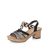 Rieker Damen Keilsandalen 638C7, Frauen Sandalen,Strandschuhe,Keilabsatz,Wedge-Heel,hoch,Sommerschuhe,schwarz Kombi (00),40 EU / 6.5 UK