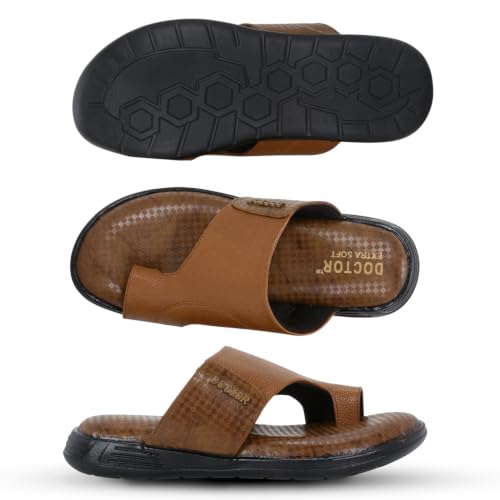 Image of DOCTOR EXTRA SOFT Care Orthopedic Diabetic Comfortable Dr Sole Footwear Daily Use Casual Home Wear Stylish Black Cushioned One Toe Ring Thump Chappal-Sandals-Slippers for Men's-Gents-Boy's L-5