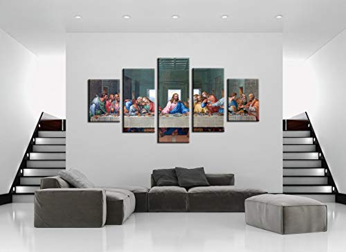 Alternative view of The Last Supper Jesus Painting Prints on Canvas Wall Art for Dining Room Jesus Painting Large Kitchen Wall Canvas Prints Home Decoration Stretched Ready to Hang (12x16inchx2+12x24inchx2+12x32inch)