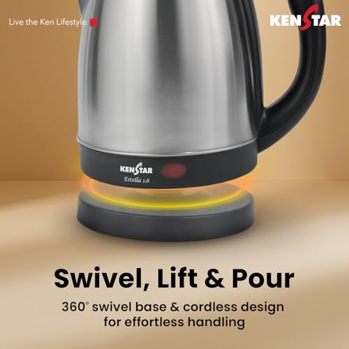 Image of Kenstar ESTELLA COMBO Electric Kettle 1.8L & Stainless Steel Bottle | Concealed Heater | Auto Cut-Off & LED Indicator | 1350 W | SS Finish
