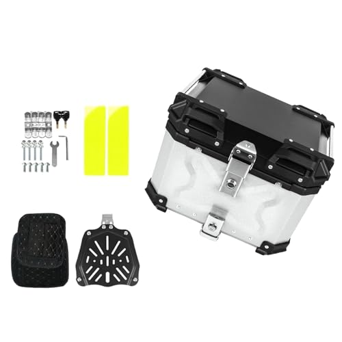 Boîte À Outils Moto Valise Arrière Aluminium Coffre de Rangement 55L Silver