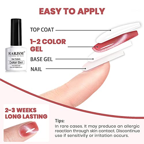 Rarjsm Cat Eye Gel Nail Polish Set Silver Glitter Nude Purple Pink Red Champagne Gold Brown 6 Colors 9D Galaxy Velvet Ice Jelly Gel Polish With Magnet Stick Uv Led Curing Requires Soak Off Home Salon #TOP5