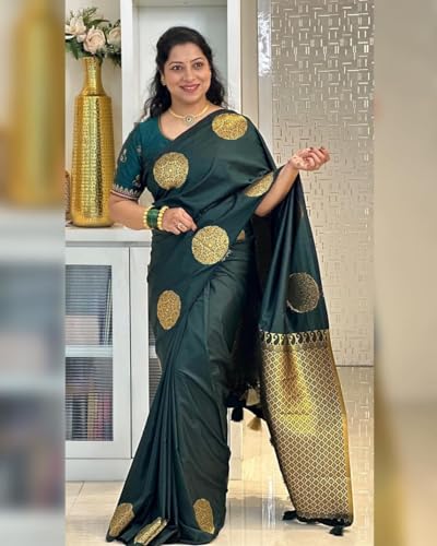 Image of C J Enterprise Women's Pure Soft Silk Saree With Blouse Piece For Wedding