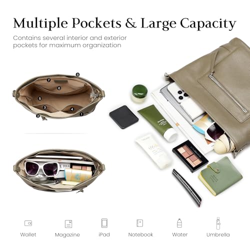 befen Soft Genuine Leather Hobo Bags for Women, Large Multi-Pocket Shoulder Crossbody Handbags with Zipper Closure4