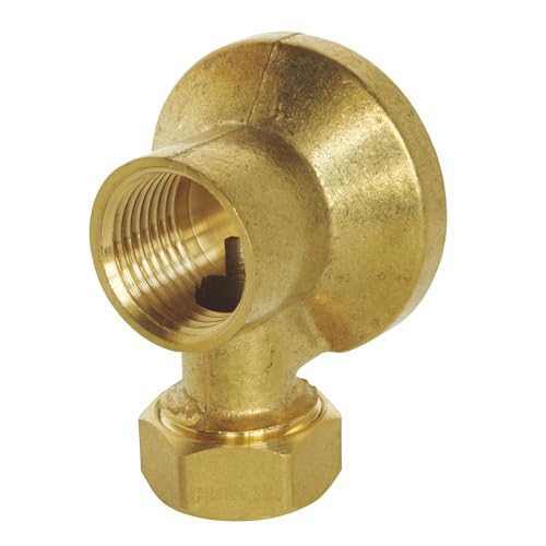 SOMATHERM FOR YOU, Applique murale pour robinet de puisage, collet battu pour tube cuivre Ø12mm, sortie femelle 1/2, corps en laiton brut, fixation rapide par patte à vis