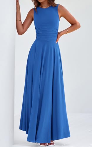 Image of PRETTYGARDEN Womens Summer Dresses 2026 Casual Sleeveless Crewneck Aline Maxi Dress Stretch Tank Flowy Long Dresses