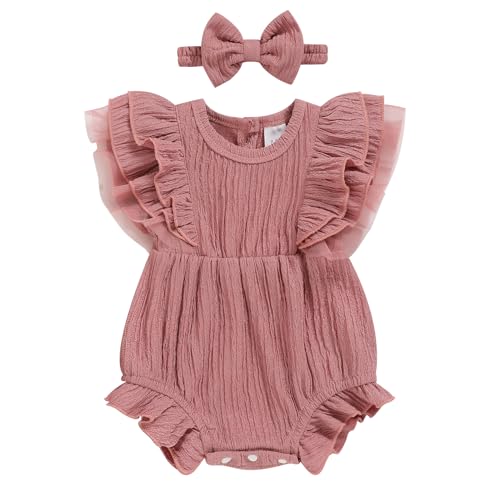 Image of TITKKOP Ruffle Bubble Romper for Baby Girl | One-Piece Shorts Jumpsuit | Summer Outfit & Dress for Infants 0-18M