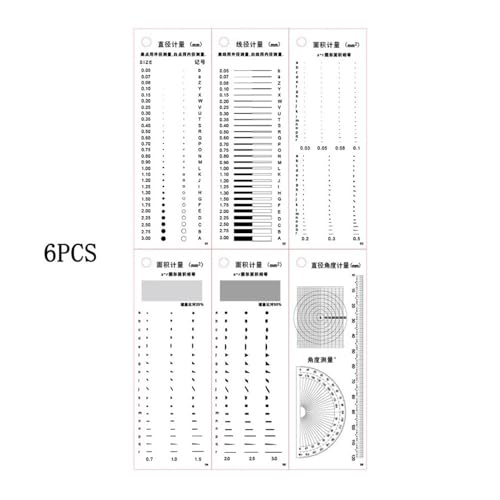 ラボ用顕微鏡アクセサリー 検査汚れ点測定ゲージ 欠陥管理比較カード グレースケールコントラスト定規(6PCS Set)