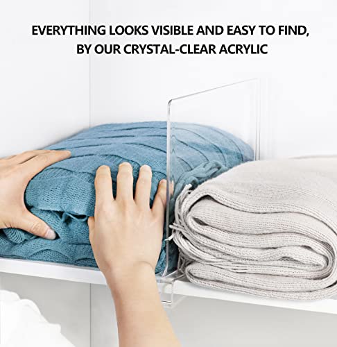 Hblife 8 Pack Clear Shelf Dividers, Vertical Purse Organizer For Closet Perfect For Sweater, Shirts, Handbags In Bedroom And Kitchen, Adjustable Acrylic Bookshelf For Organization #TOP2