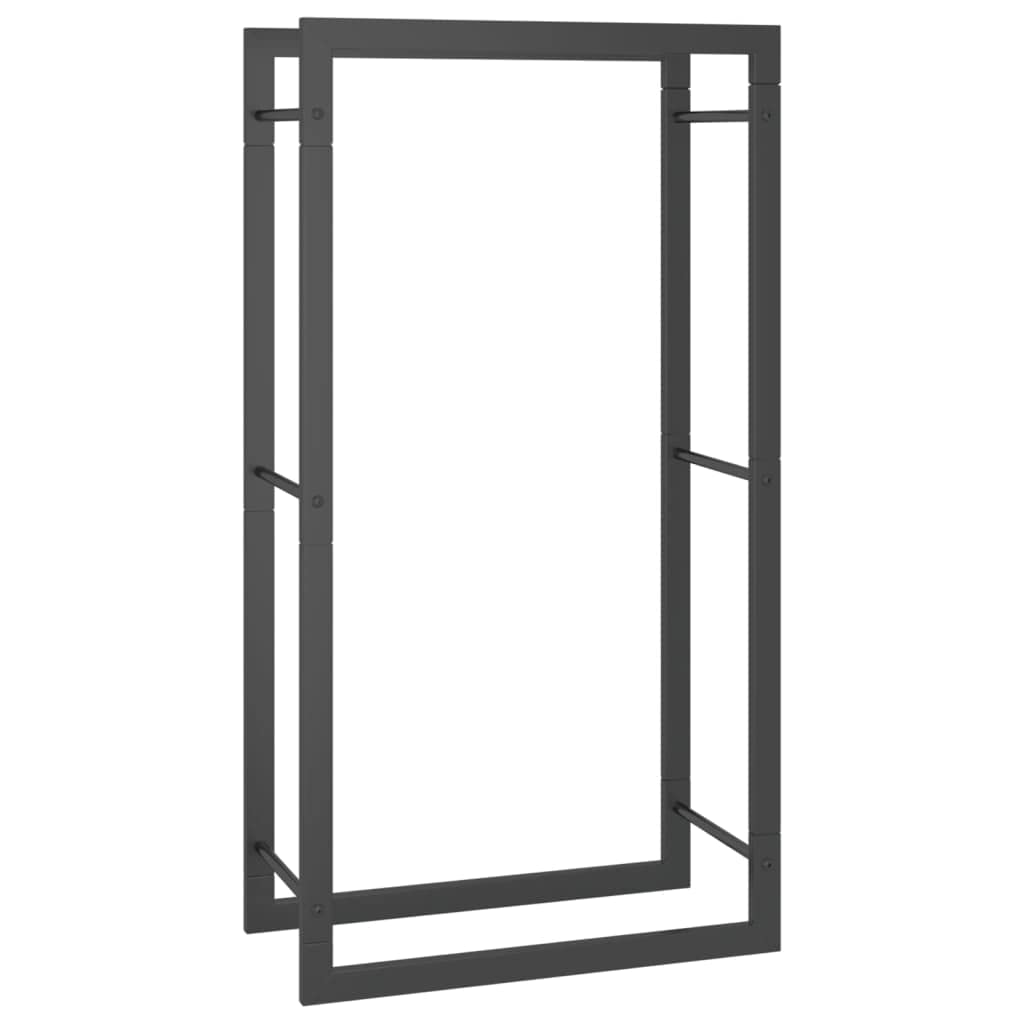 Generisch Estantería para leña, interior de acero negro con estante, ideal para interiores y exteriores (negro, 50 x 28 x 94 cm)